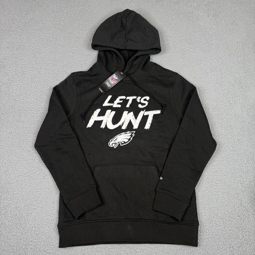 Philadelphia Eagles Hoodie Womens Medium Black New Era Lets Hunt Fleece Pullover